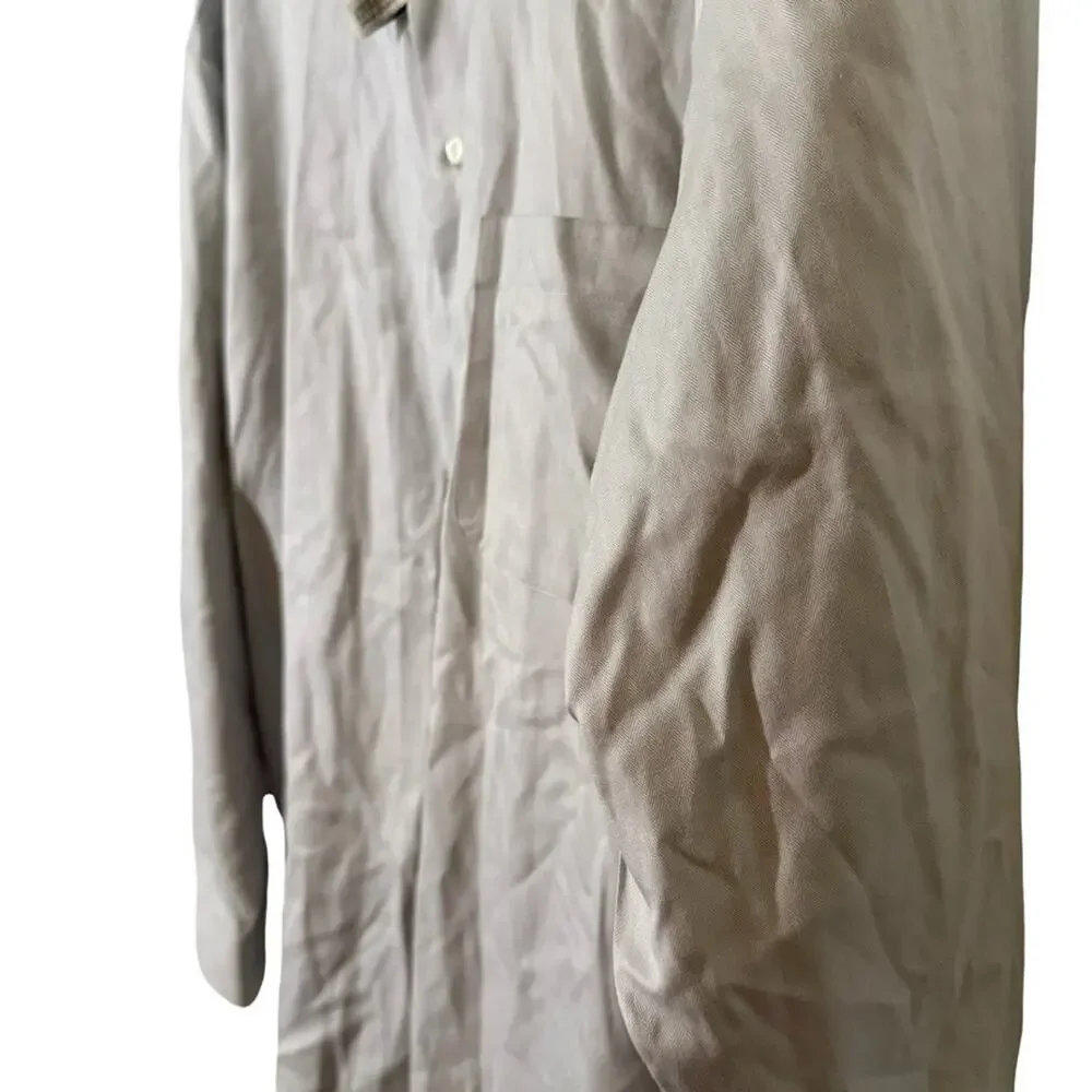 Joseph Abboud No Wrinkle Gray Herringbone Egyptian Cotton Dress Shirt 19 34/35